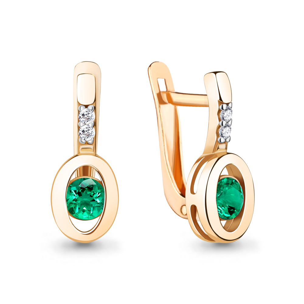 

Серьги из серебра с фианитом\изумрудом искусственным Aquamarine Aquamarine 49458АГ_925_з, 49458АГ_925_з