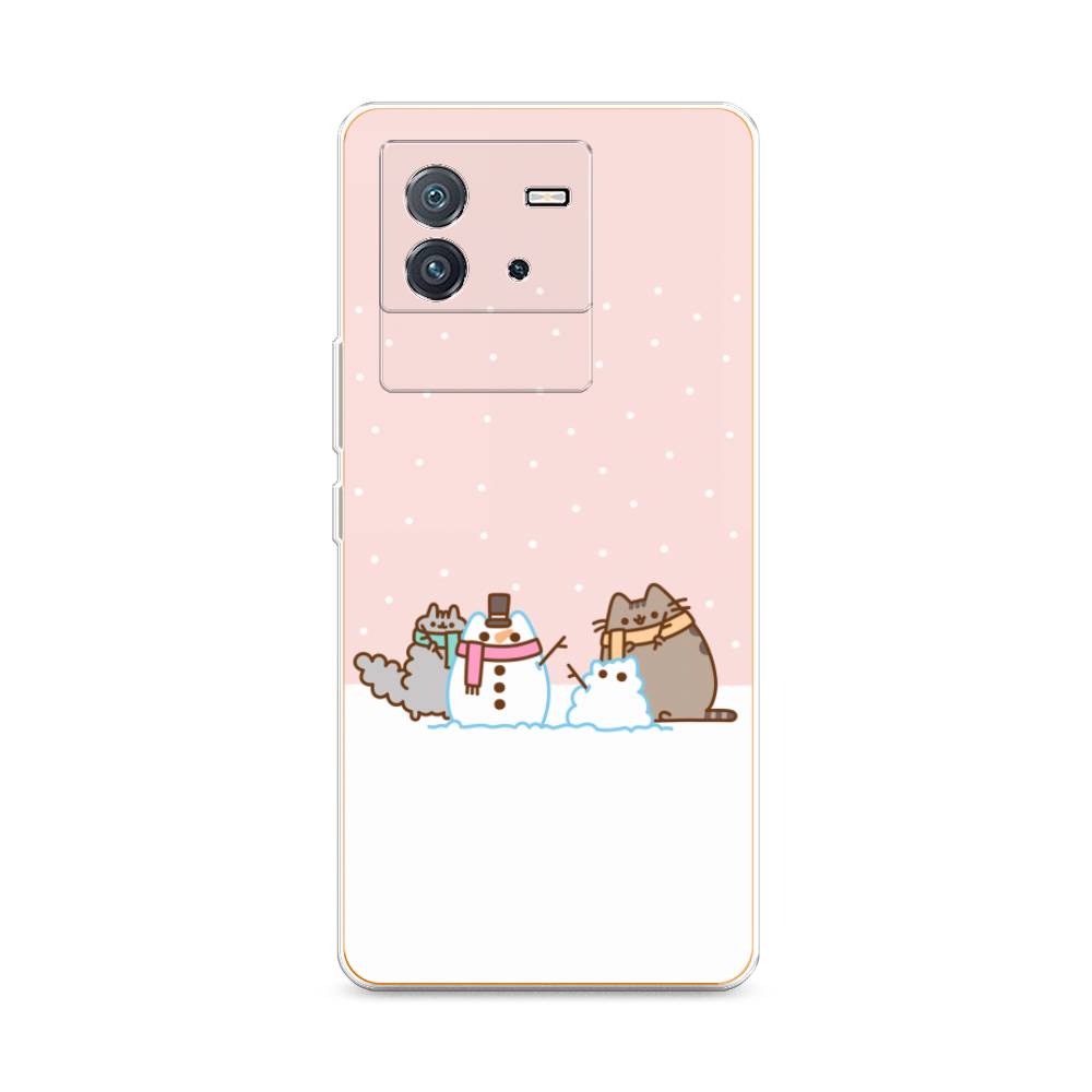 

Чехол на Vivo iQOO Neo6 "Котики в снегу", Розовый;белый;серый, 266850-5