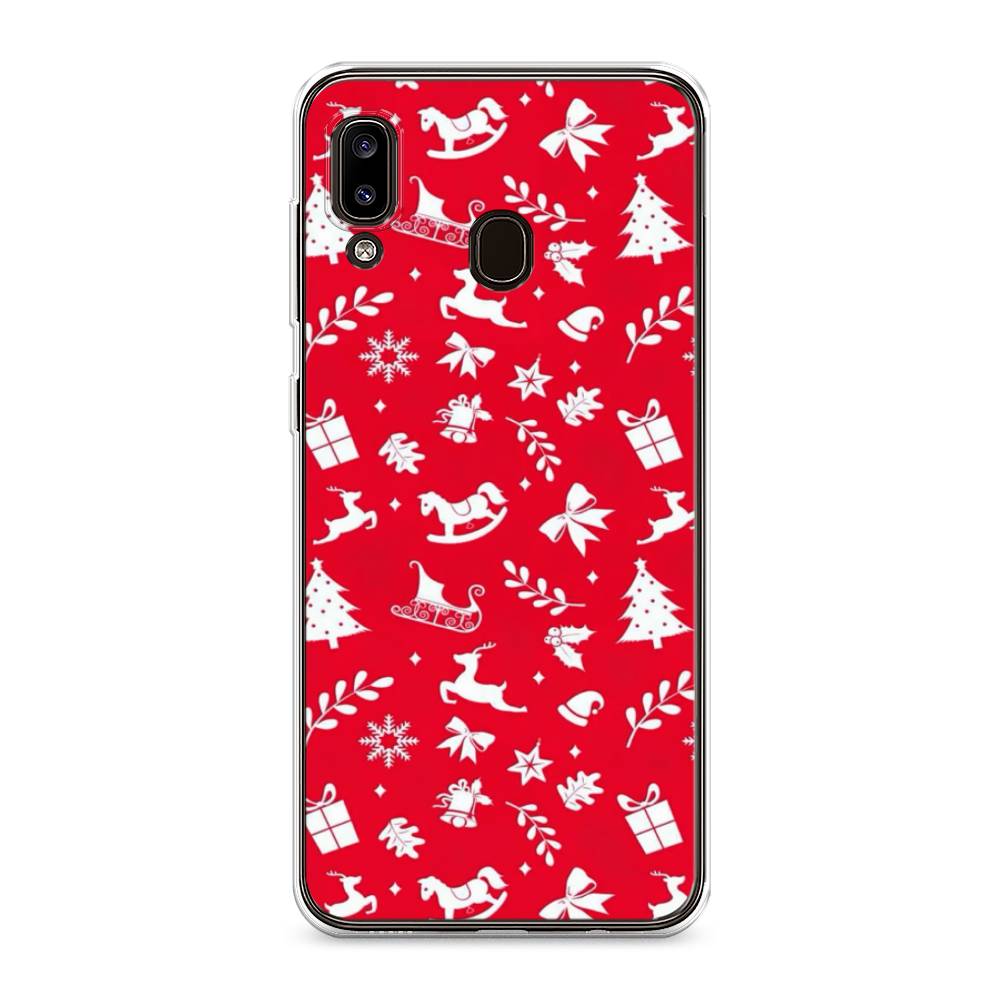 

Чехол на Samsung Galaxy A30 "Красный новогодний фон", Красный;белый, 27550-5