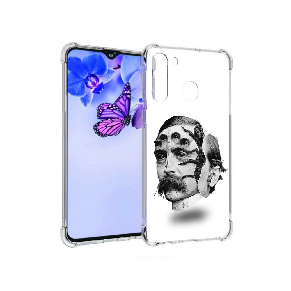 

Чехол MyPads Tocco для Samsung Galaxy A21 страшное лицо мужчины (PT226904.547.629), Прозрачный, Tocco