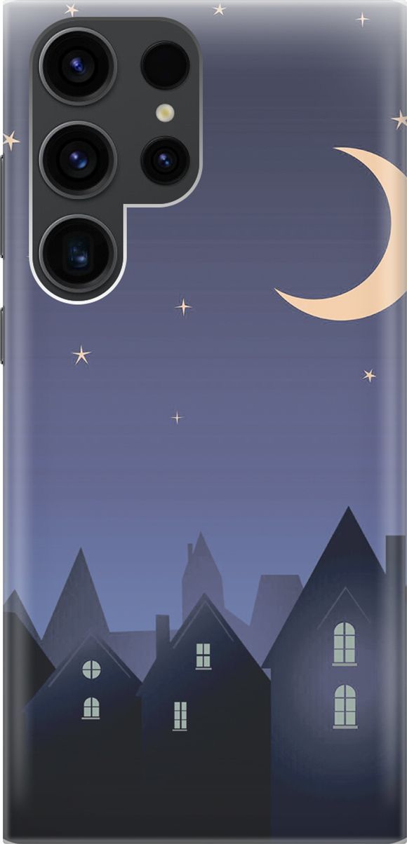 

Чехол на Samsung Galaxy S23 Ultra "Месяц над городом", Синий;черный, 158342