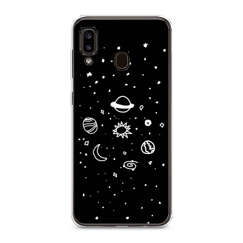 

Чехол на Samsung Galaxy A30 "Дудл солнечной системы", Бежевый;серый, 27550-2