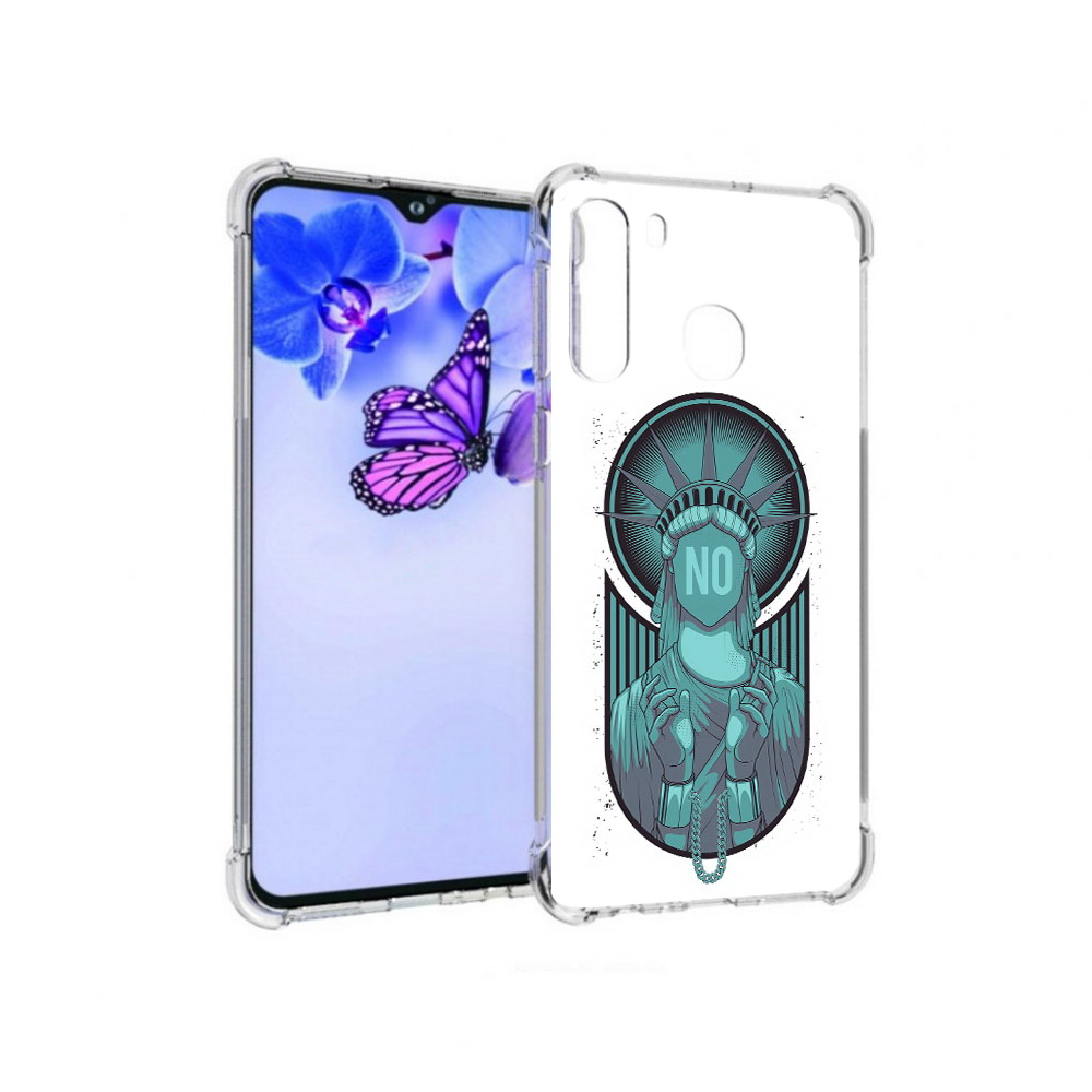 

Чехол MyPads Tocco для Samsung Galaxy A21 статуя свободы зеленый (PT226904.547.623), Прозрачный, Tocco