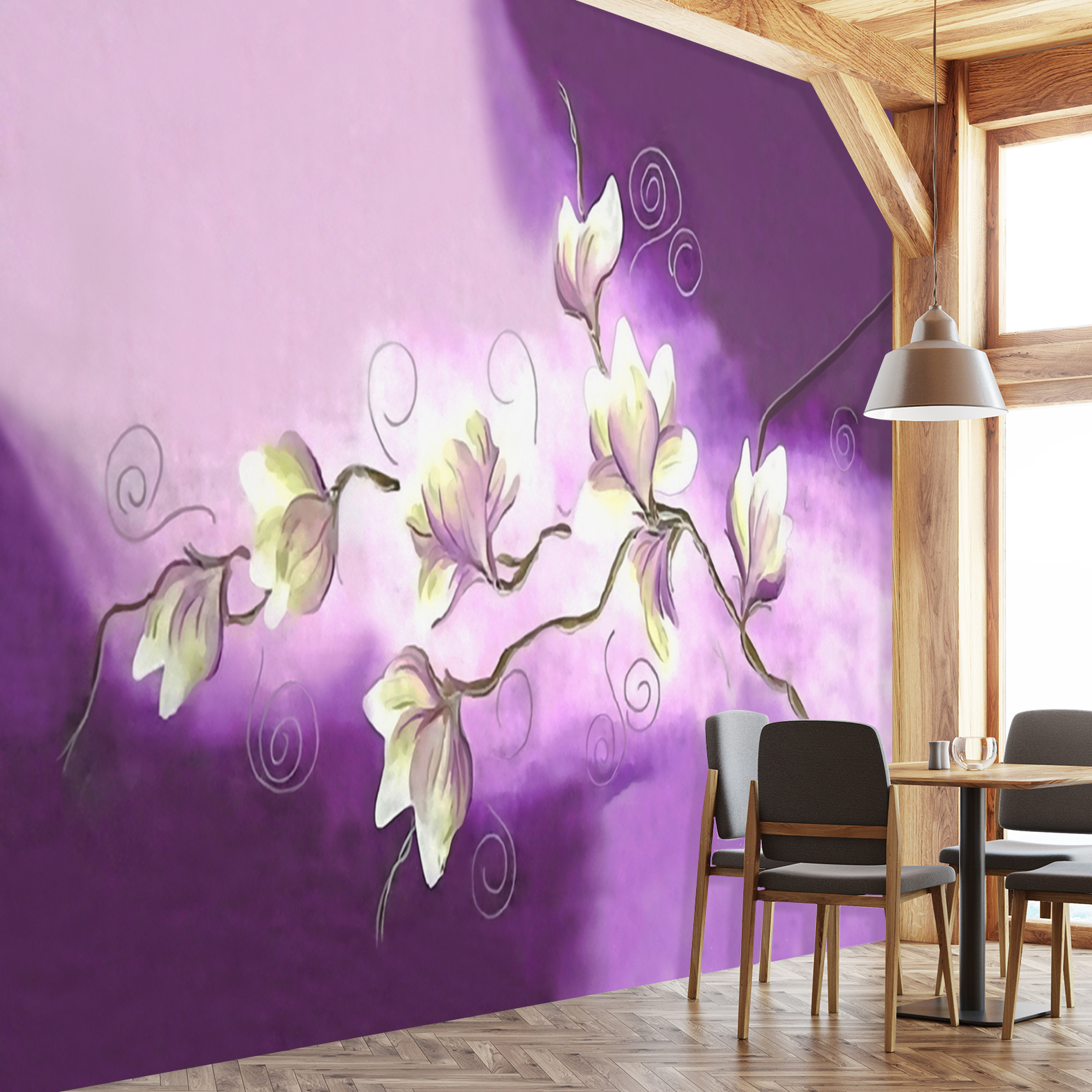 Фотообои Photostena Ветка сакуры на фиолетовом фоне 3,06 x 2 м изделие декоративное ветка 50х1х92 см