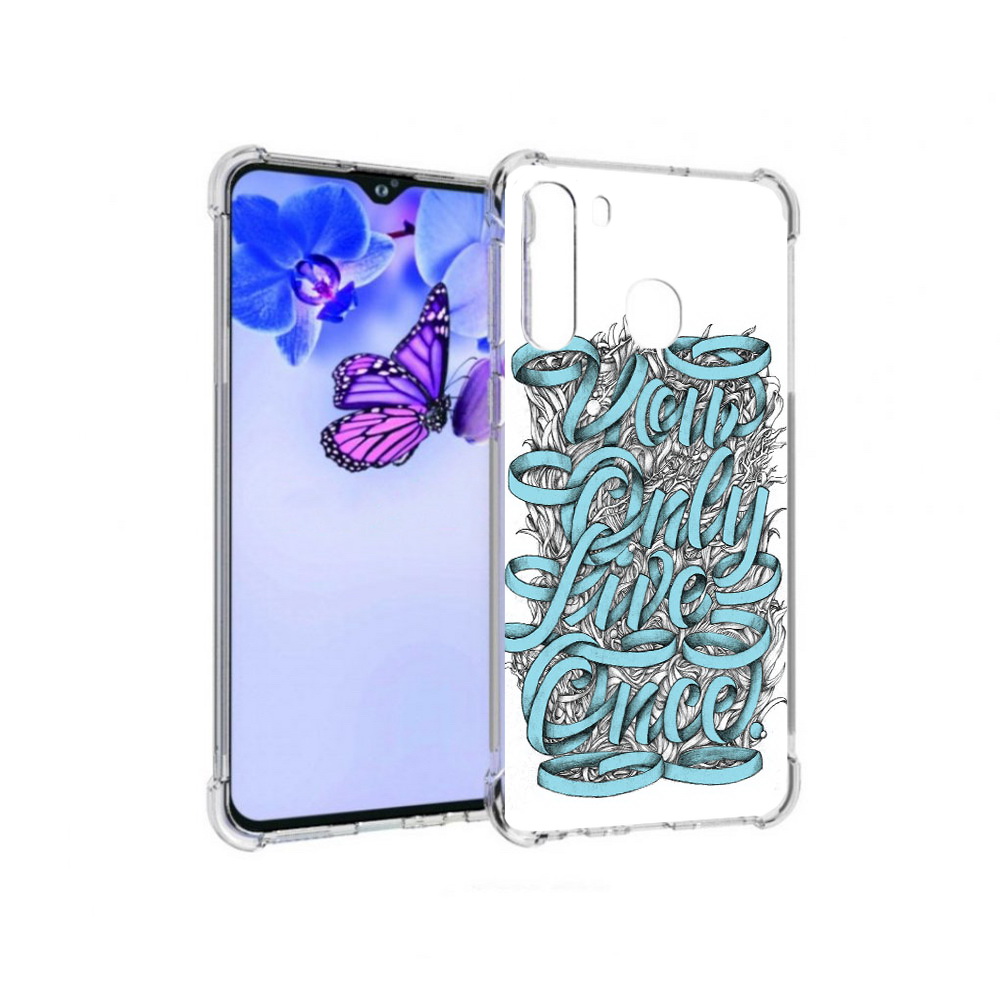 

Чехол MyPads Tocco для Samsung Galaxy A21 слова из ленты абстракция (PT226904.547.607), Прозрачный, Tocco