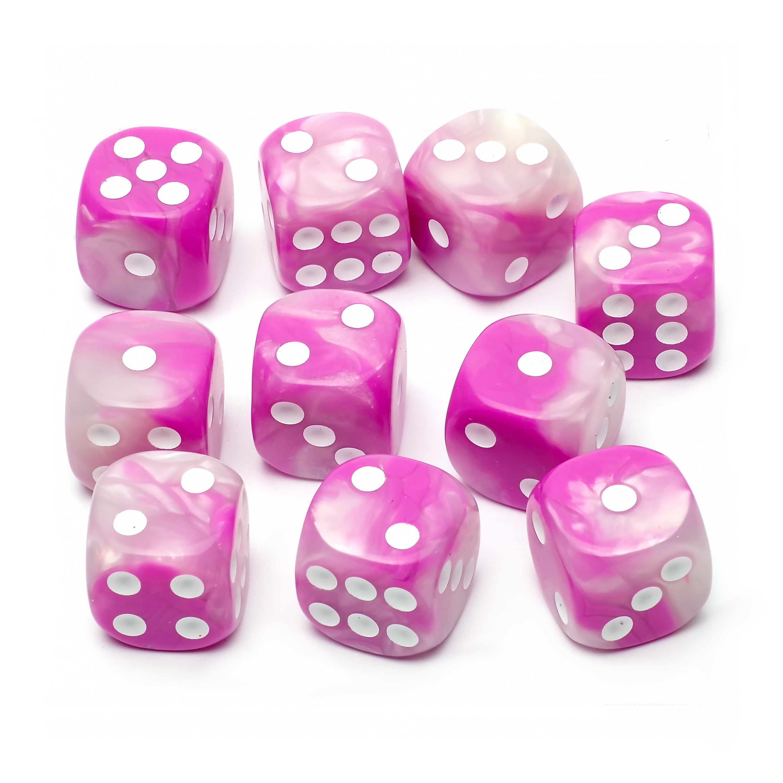 Набор кубиков STUFF-PRO d6, 10 шт, 16мм, бело-розовый набор игральных кубиков pandora box studio простые d6 16мм 12 шт сине белый