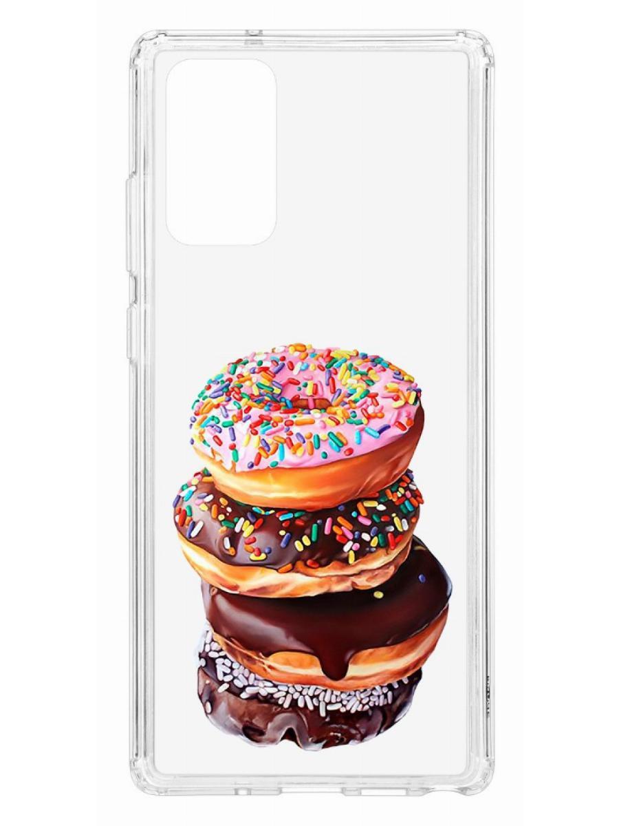 

Чехол на Samsung Galaxy Note 20 Kruche Print Donuts, Прозрачный;голубой;желтый;коричневый;розовый