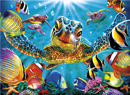 Алмазная мозаика стразами Ripoma Морские черепахи и рыбки 00115391 50х65 см