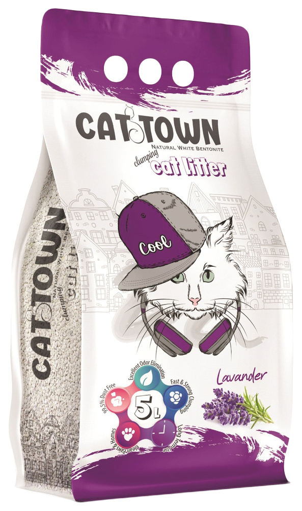 

Комкующийся наполнитель Cat Town глиняный, лаванда, 5 л