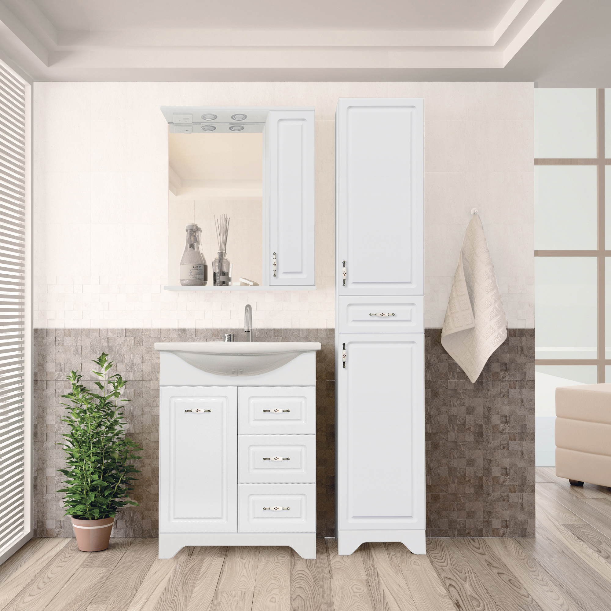 

Мебель для ванной Style Line Олеандр-2 65 Люкс 3 ящика, белая, Белый, Олеандр-2 65 Люкс 3 ящика, белая