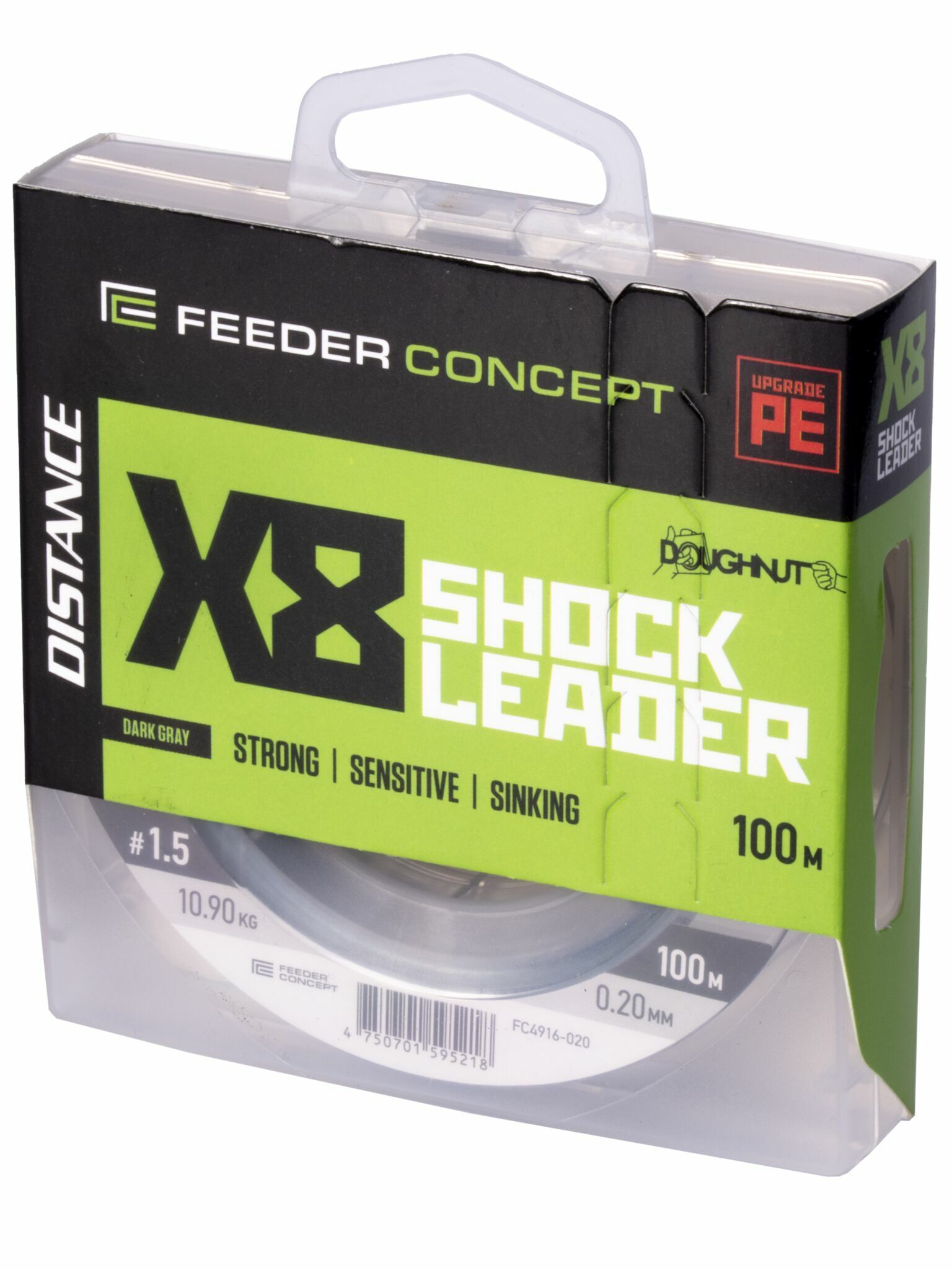 Рыболовная леска Feeder Concept Flat Method х8 Shock Leader 100 м, 0,20 мм Dark Gray