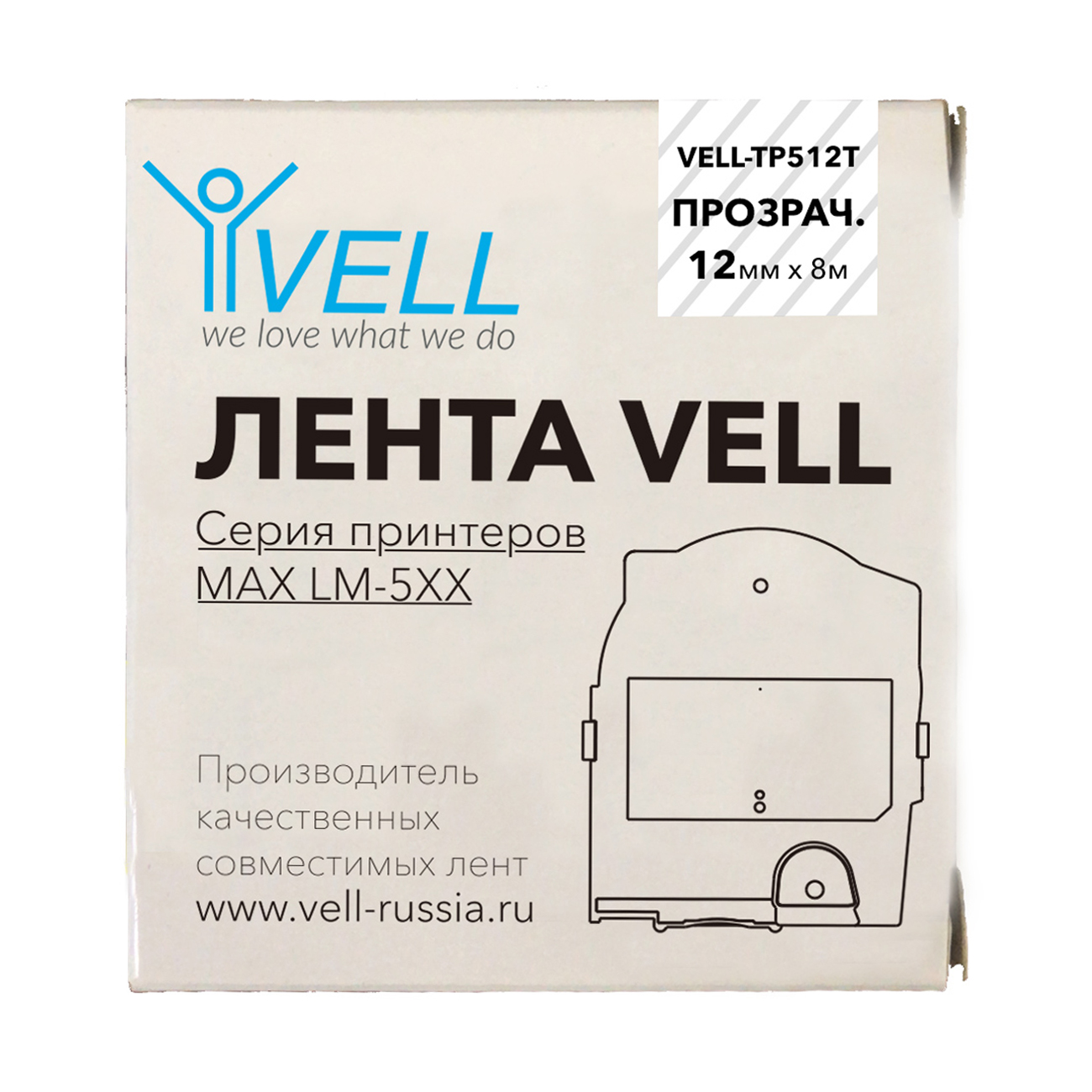 

Лента Vell-TP512T прозрачная, ширина 12 мм, длина 8 м