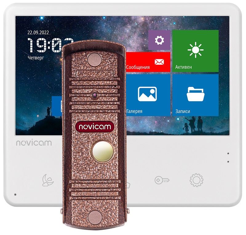 Комплект видеодомофона Novicam UNIT 7 KIT FHD v.4005 с вызывной панелью, сенсорный, белый