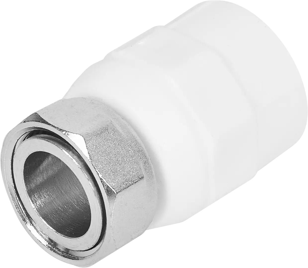 

Соединитель Valtec 3/4"х25 мм с накидной гайкой полипропилен, Белый