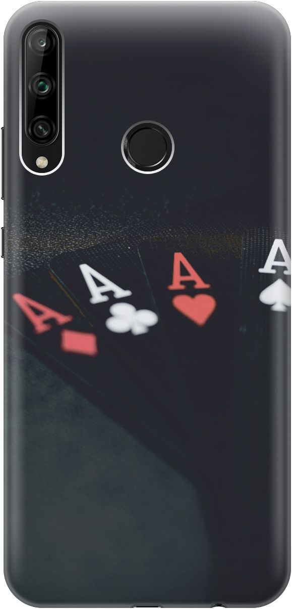 

Чехол на Honor 9C/Huawei P40 Lite E "Флеш-рояль", Черный;белый, 3417