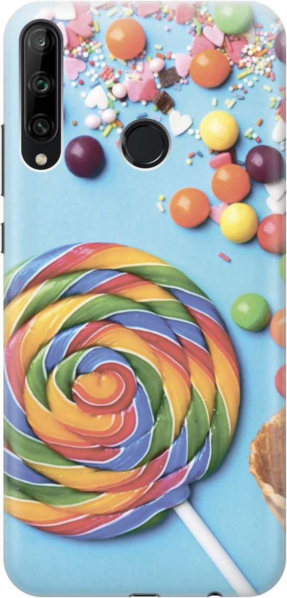 

Чехол на Honor 9C/Huawei P40 Lite E "Разноцветный леденец", Голубой;желтый, 3417