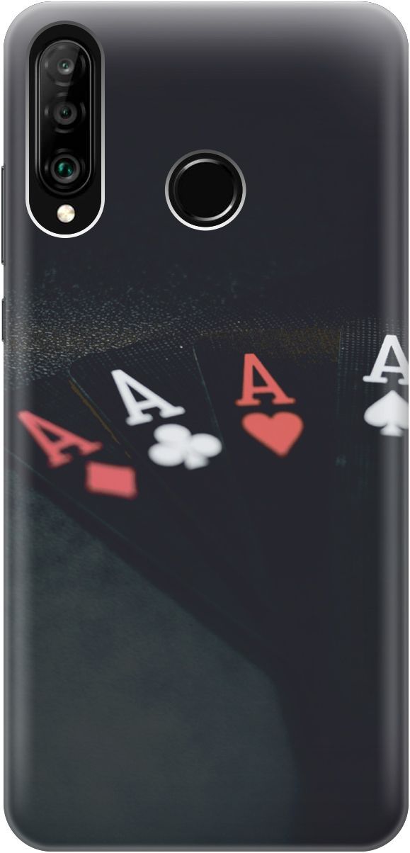

Чехол на Honor 20 Lite/20s/Huawei P30 Lite "Флеш-рояль", Черный;белый, 3413