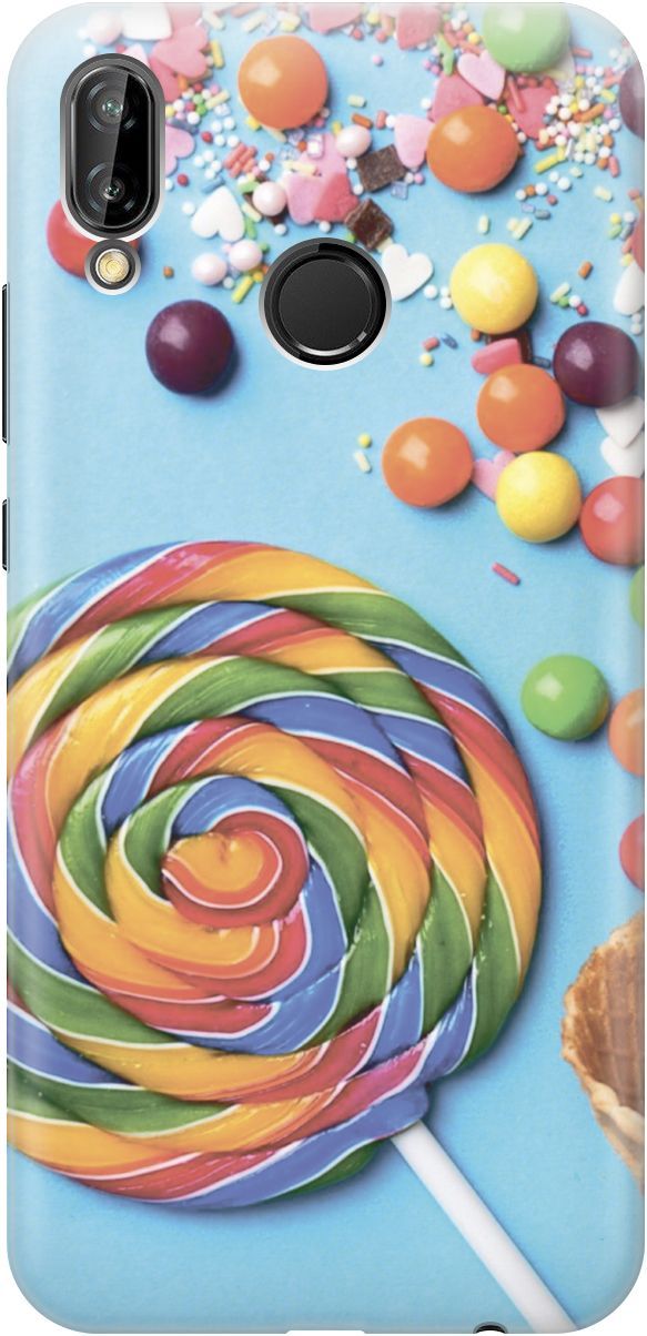

Чехол на Huawei P20 Lite/Nova 3e "Разноцветный леденец", Голубой;желтый, 3411
