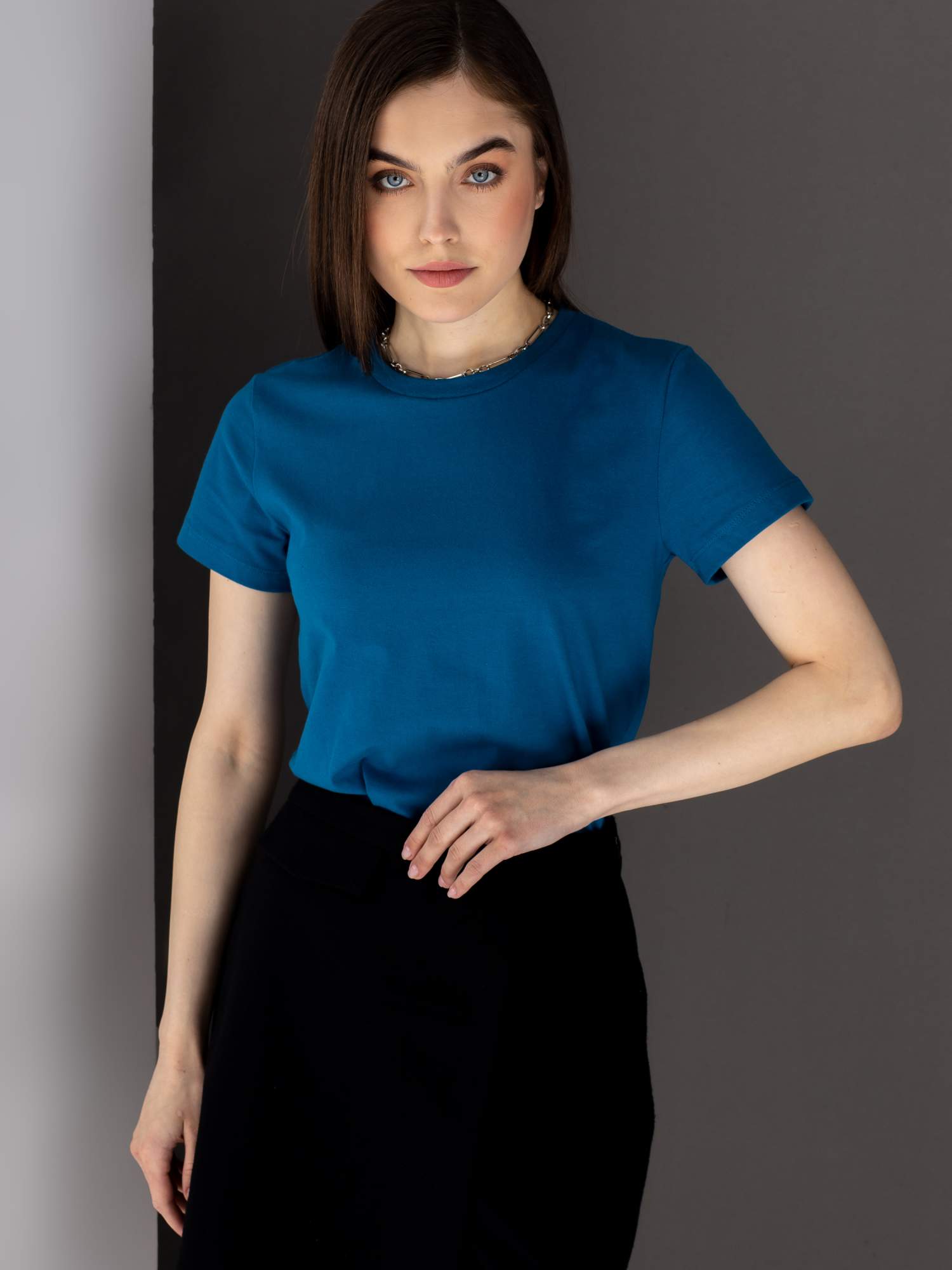 

Футболка женская Uzcotton W-F синяя M, Синий, W-F
