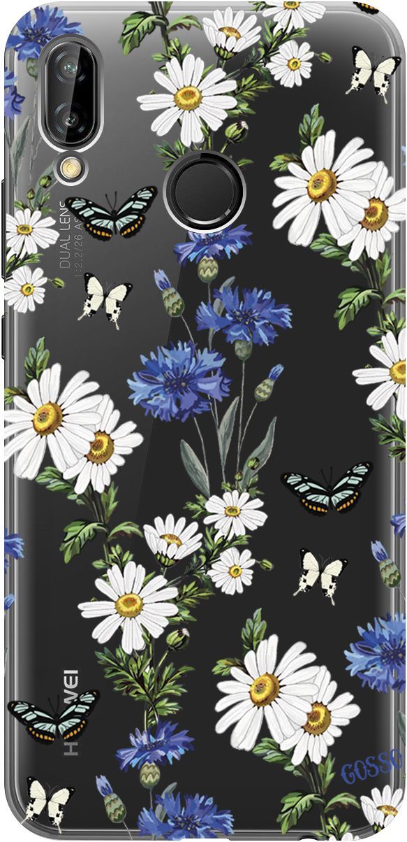 

Чехол на Huawei P20 Lite/Nova 3e "Hello, Camomiles" прозрачный, Прозрачный;голубой, 1690