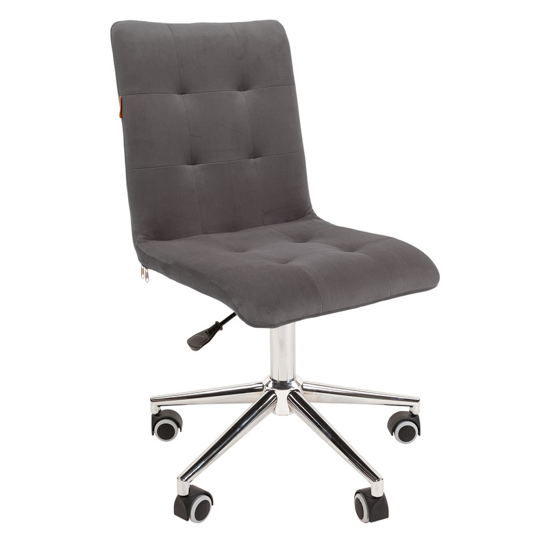 фото Компьютерное кресло chairman 030 хром, без подлокотников, ткань серый