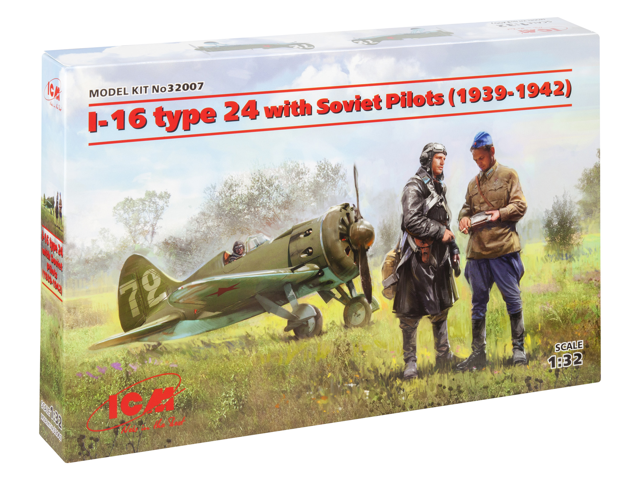 

Сборная модель ICM 1/32 И-16 тип 24 с советскими пилотами (1939-1942) 32007