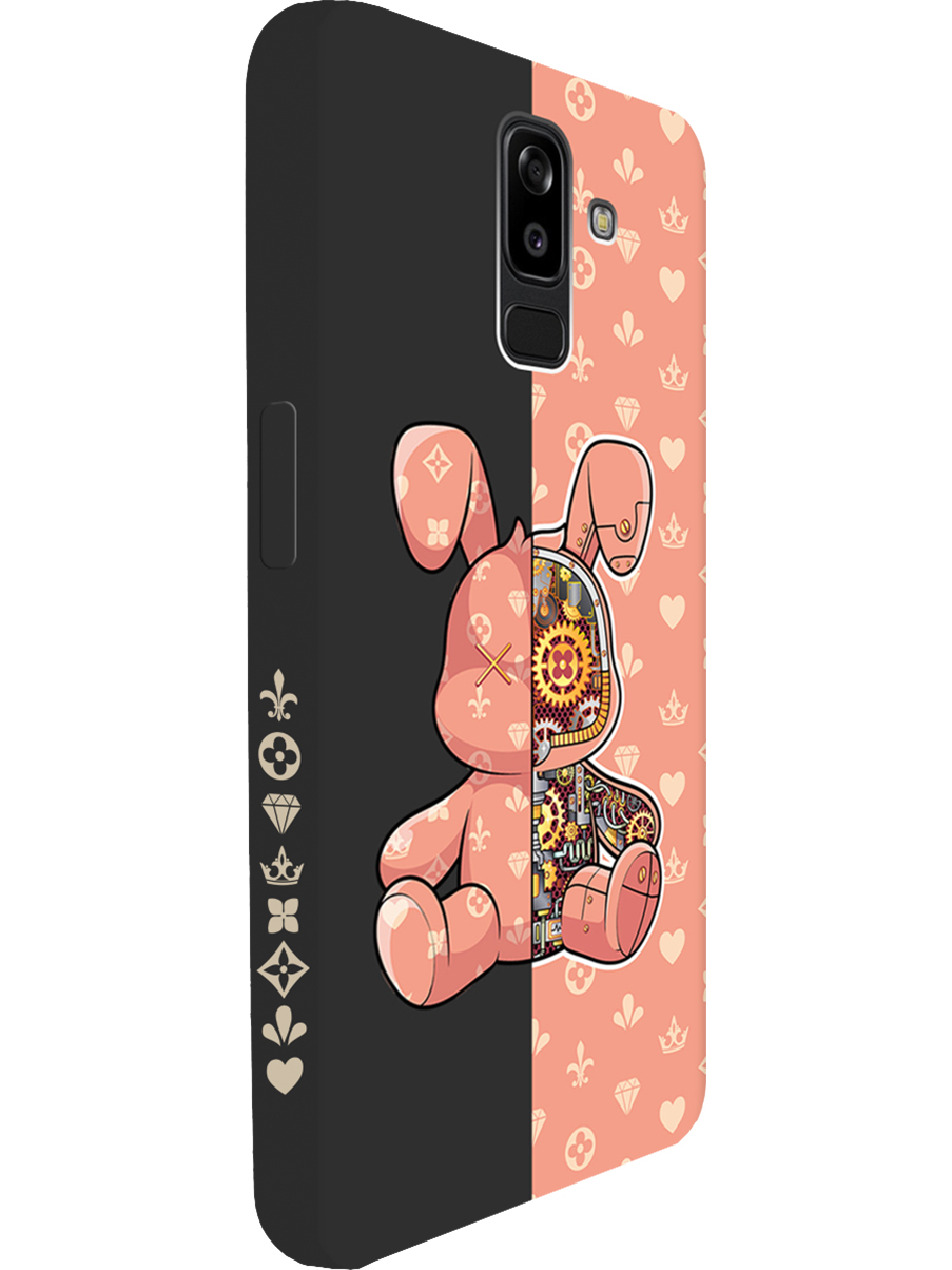 

Силиконовый чехол на Samsung Galaxy J8 с принтом "Персиковый Кролик" матовый черный, Бежевый;оранжевый;черный, 718586871
