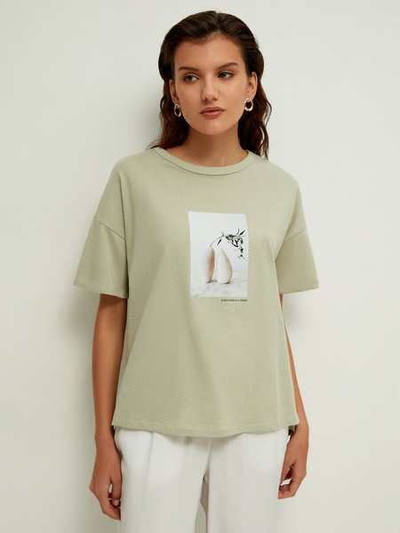 

Футболка женская ZARINA 2265537427 зеленая XL, 2265537427