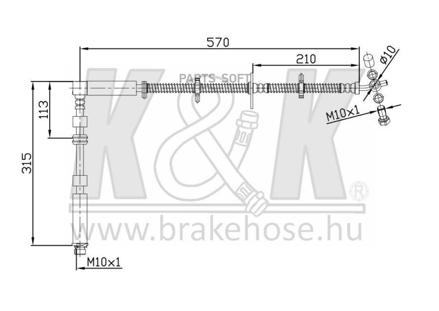 Шланг тормозной ROVER Land Rover Discovery III. (TAA) 2.7 TD 4x4 07.04-09.09 1шт