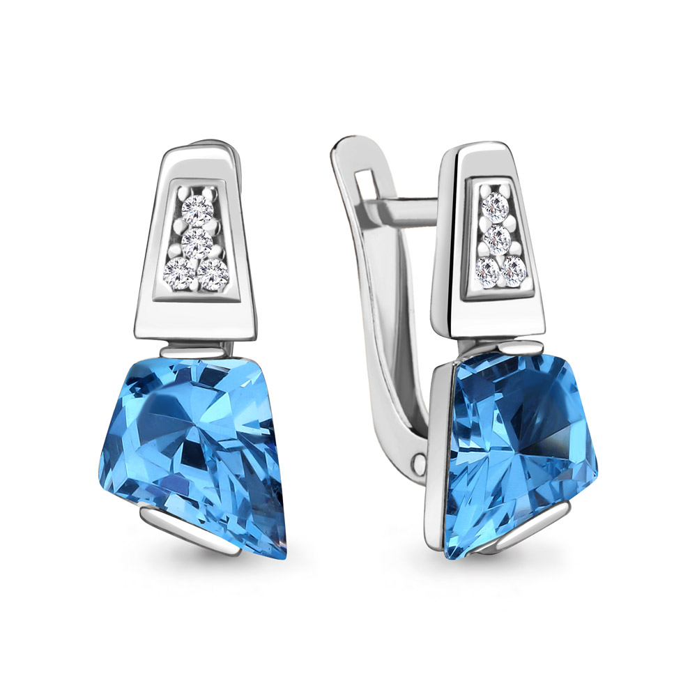 

Серьги из серебра с фианитом Aquamarine Aquamarine 4944093А_925_р, 4944093А_925_р
