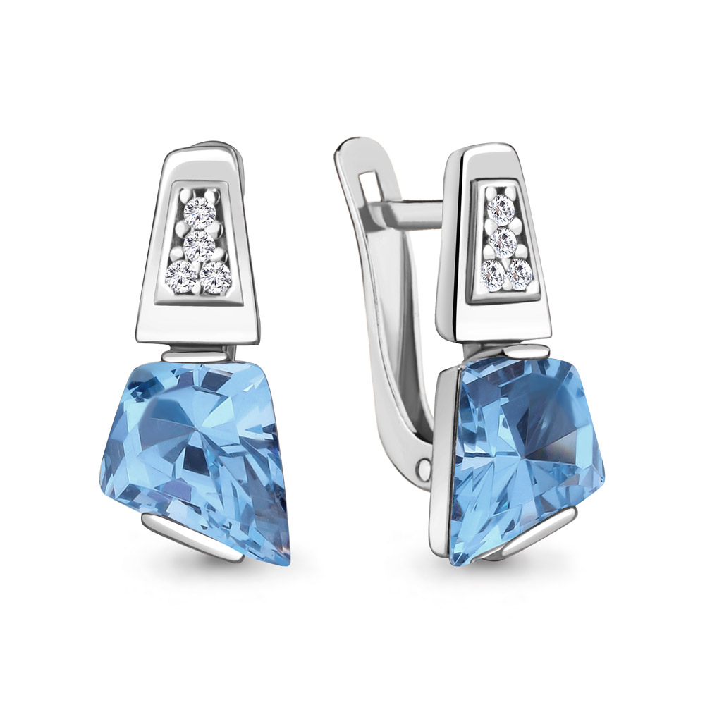 

Серьги из серебра с фианитом Aquamarine Aquamarine 4944092А_925_р, 4944092А_925_р