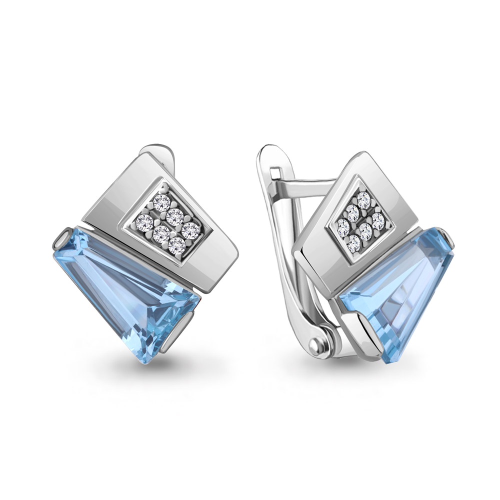 

Серьги из серебра с фианитом Aquamarine Aquamarine 4943992А_925_р, 4943992А_925_р