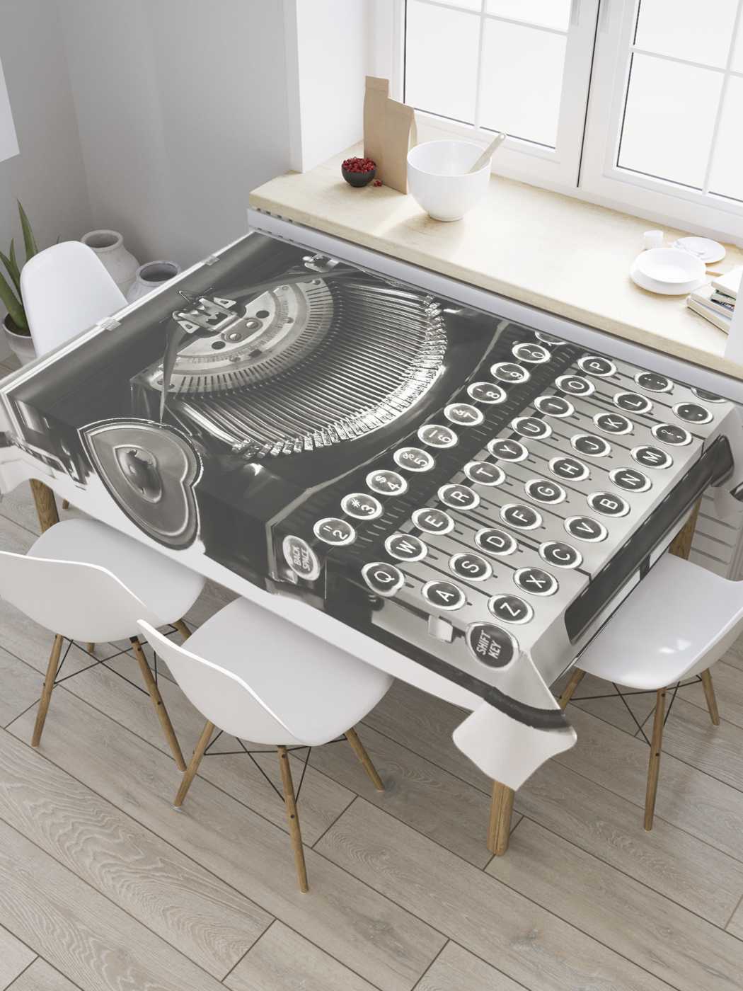 

Скатерть прямоугольная JoyArty "Печатная машинка" из оксфорда, 120x145 см, Серый, Печатная машинка