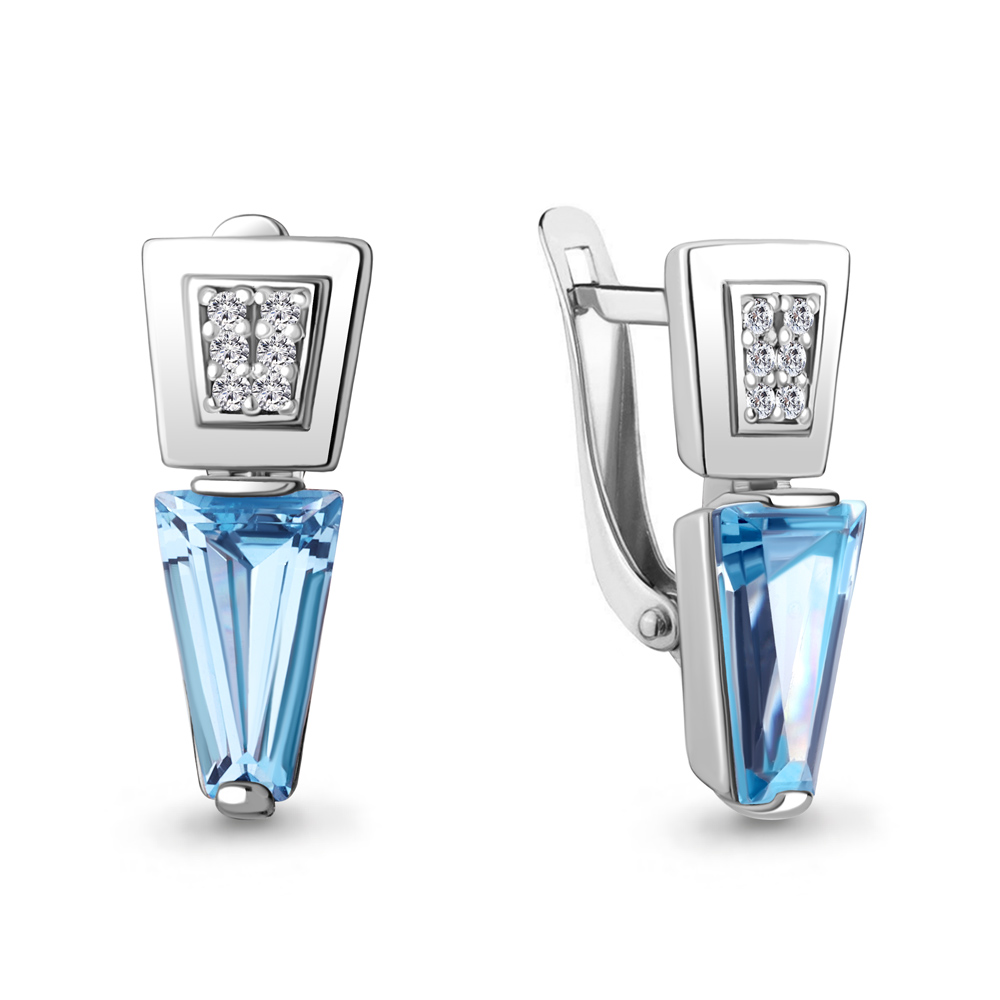 

Серьги из серебра с фианитом Aquamarine Aquamarine 4943892А_925_р, 4943892А_925_р
