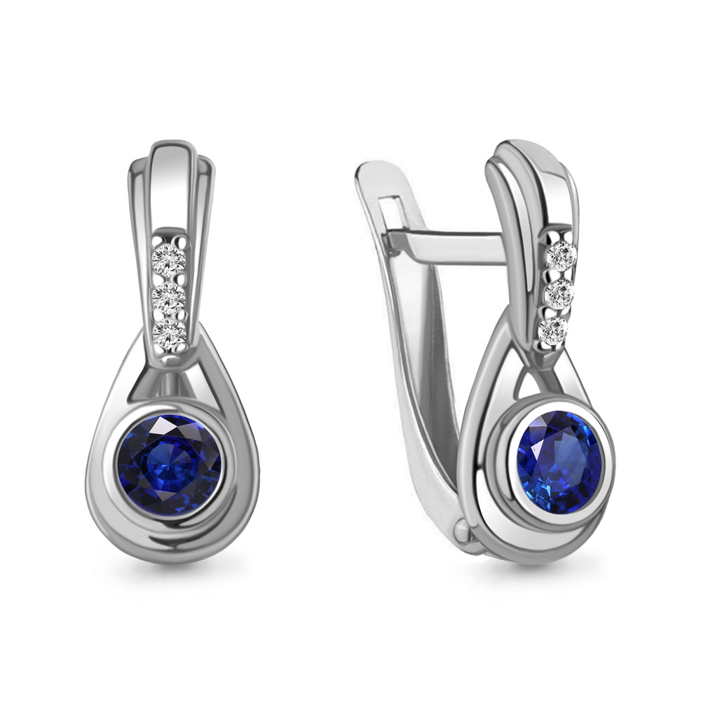 

Серьги из серебра с фианитом\сапфиром искусственным Aquamarine Aquamarine 49435АБ_925_р, 49435АБ_925_р
