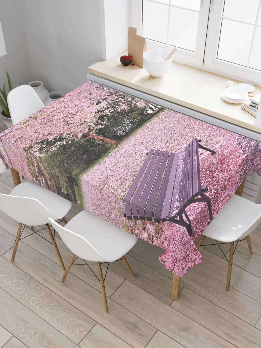 

Скатерть прямоугольная JoyArty "Цветущее покрытие" из оксфорда, 120x145 см, Розовый, Цветущее покрытие