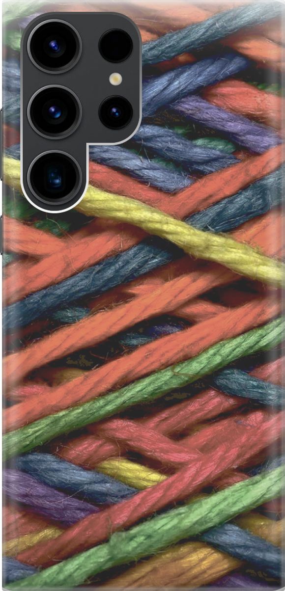 

Чехол на Samsung Galaxy S23 Ultra "Разноцветная пряжа", Красный;синий, 158341