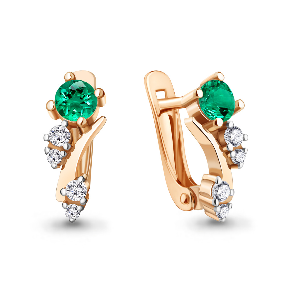 

Серьги из серебра с фианитом\изумрудом искусственным Aquamarine Aquamarine 49416АГ_925_з, 49416АГ_925_з