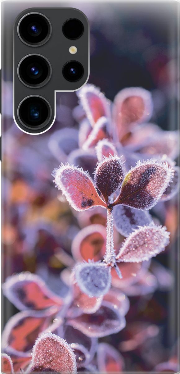 

Чехол на Samsung Galaxy S23 Ultra с принтом "Иней на листочках", Розовый;черный, 158333