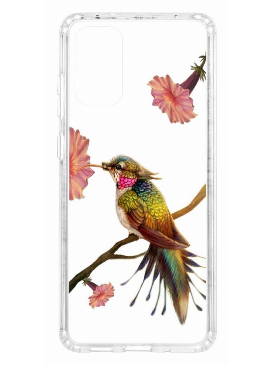 

Чехол на Samsung Galaxy S20 Plus Kruche Print Колибри, Прозрачный;коричневый;разноцветный;розовый