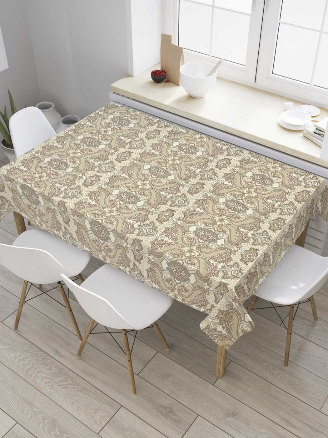 

Скатерть прямоугольная JoyArty "Форменные мечты" из оксфорда, 120x145 см, Бежевый, Форменные мечты