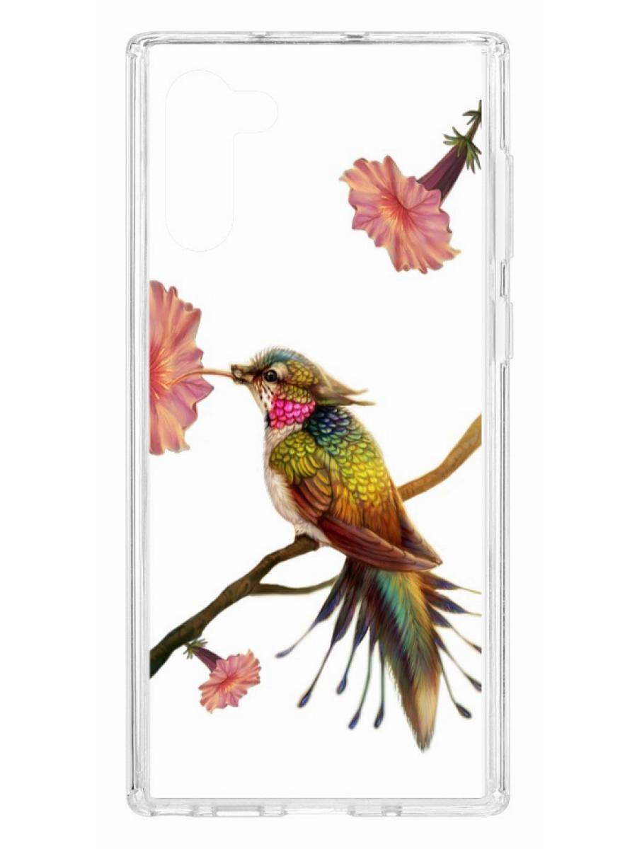 

Чехол на Samsung Galaxy Note 10 Kruche Print Колибри, Прозрачный;коричневый;разноцветный;розовый