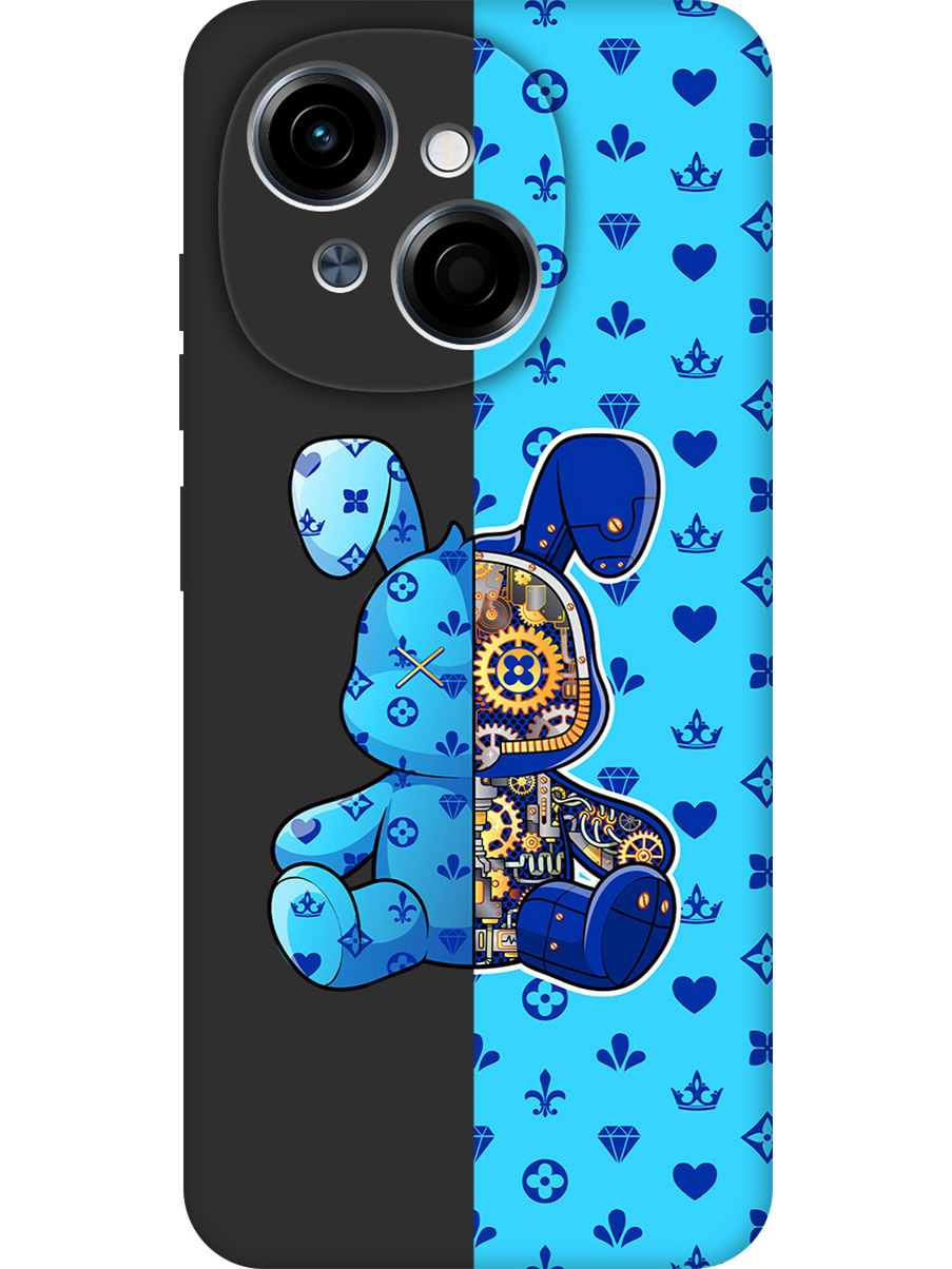 

Силиконовый чехол на Tecno Spark Go 1 / Pop 9 с принтом "Голубой Кролик" матовый черный, Черный;голубой;синий, 786716971