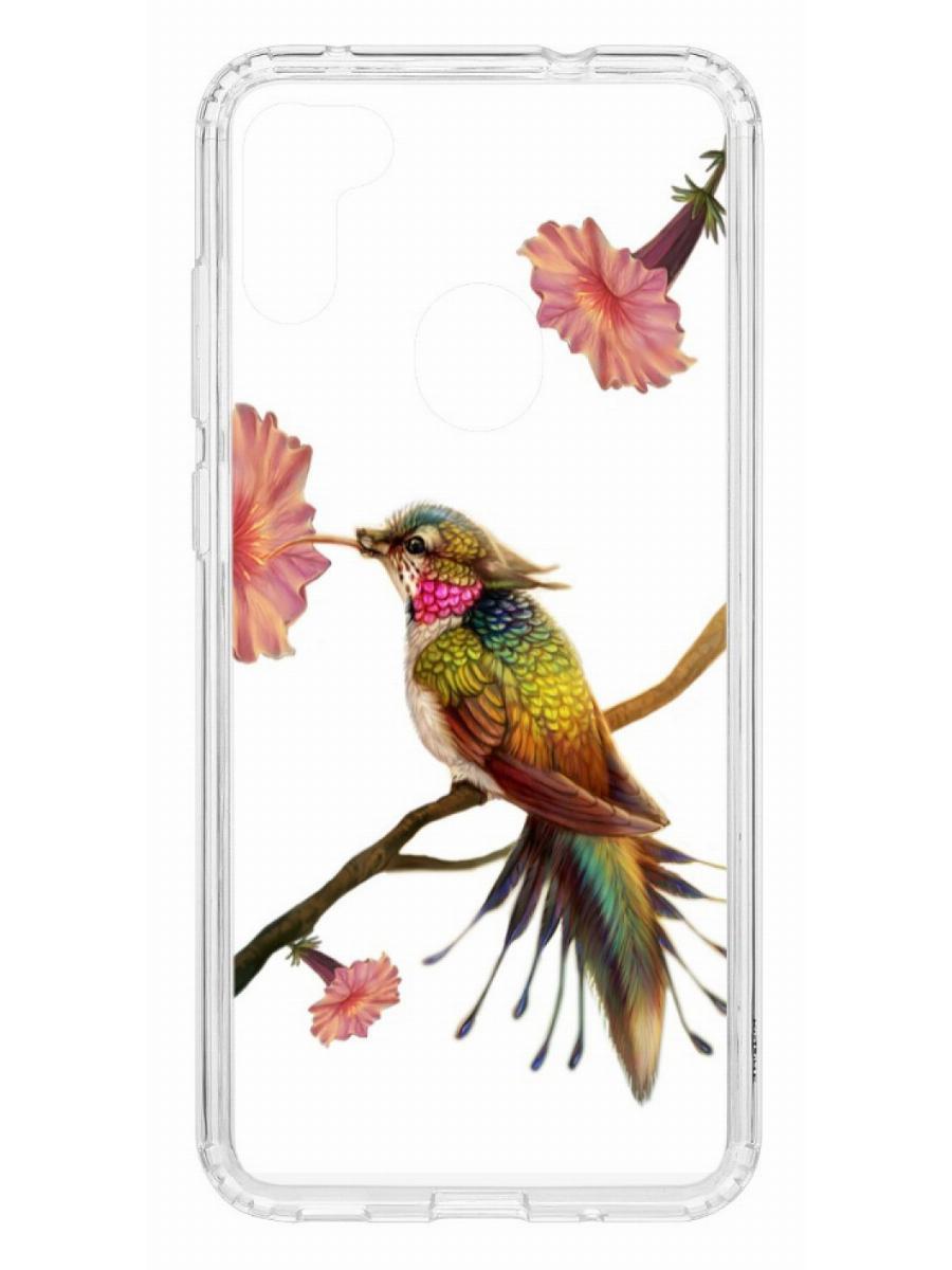 

Чехол на Samsung Galaxy M11 Kruche Print Колибри, Прозрачный;коричневый;разноцветный;розовый