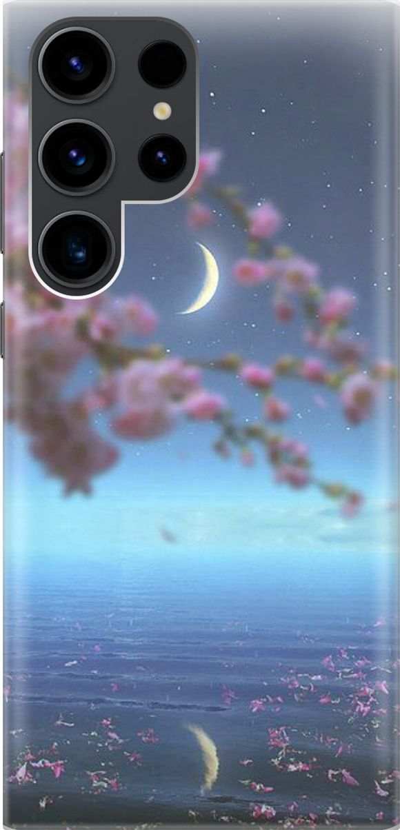 

Чехол на Samsung Galaxy S23 Ultra с принтом "Месяц и сакура", Белый;голубой, 158338