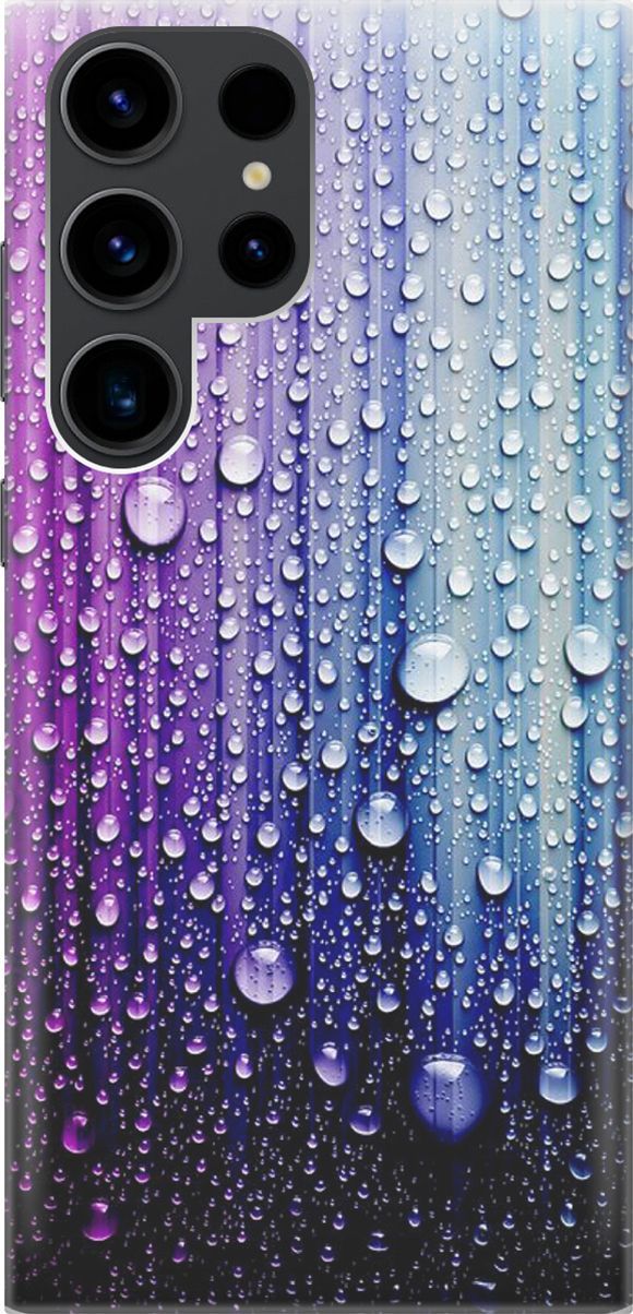 

Чехол на Samsung Galaxy S23 Ultra "Капли на голубом", Голубой;фиолетовый, 158328