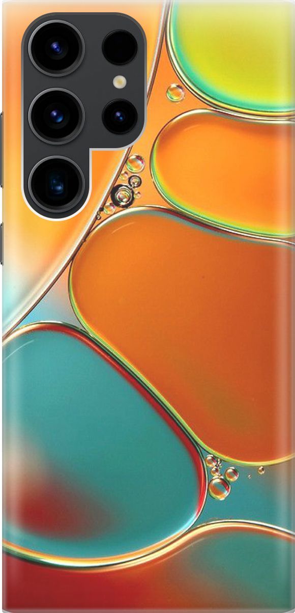 

Чехол на Samsung Galaxy S23 Ultra "Разноцветные пузырьки", Голубой;оранжевый, 158328