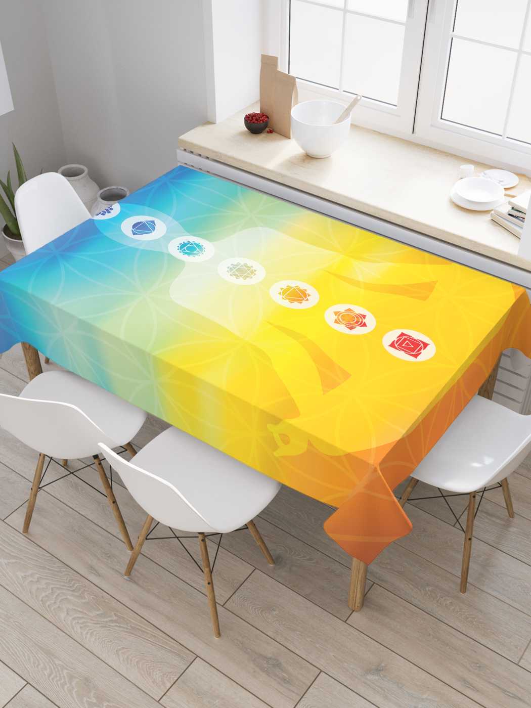 

Скатерть прямоугольная JoyArty "Философия медитации" из оксфорда, 180x145 см, Желтый, Философия медитации