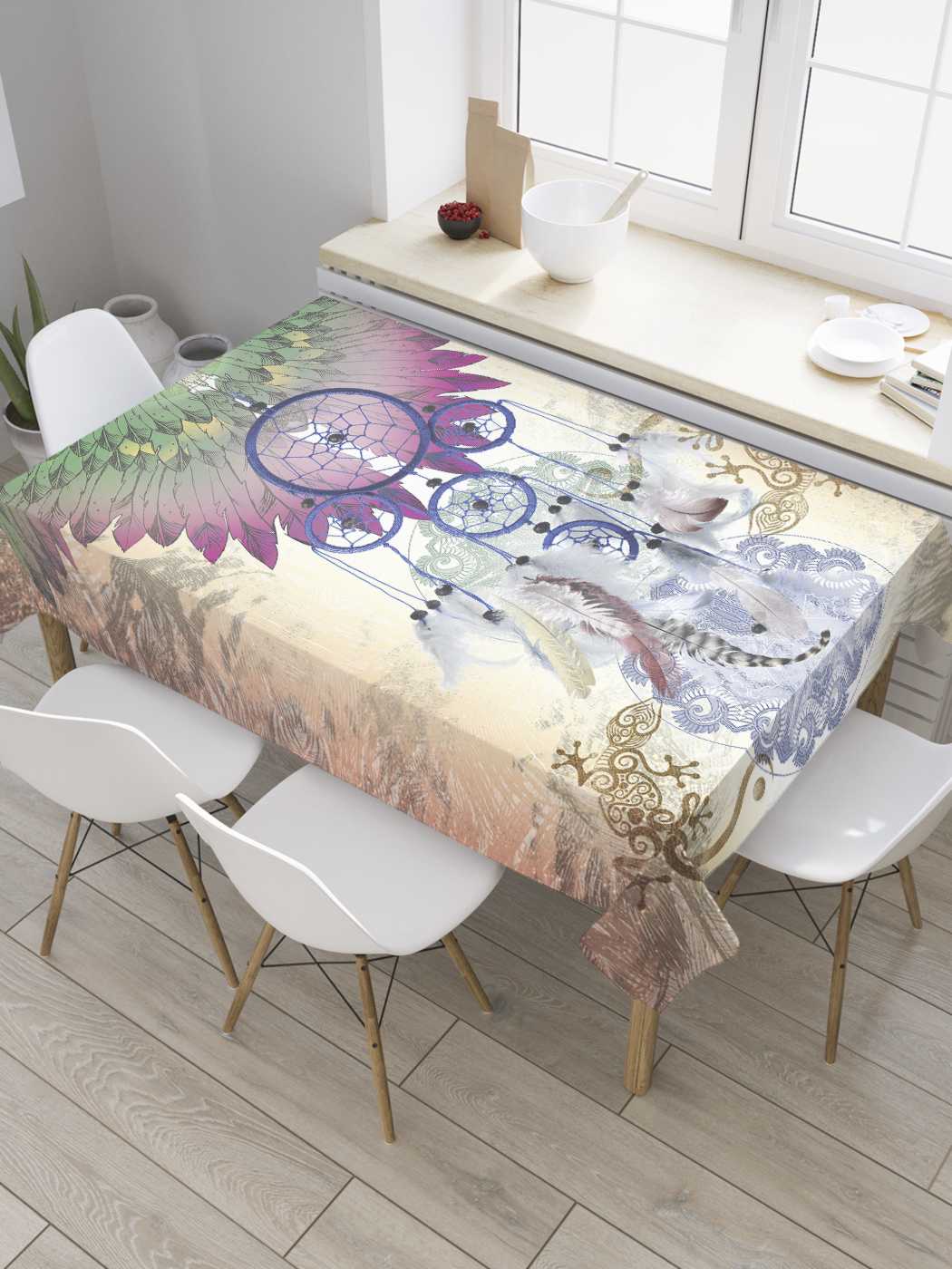 

Скатерть прямоугольная JoyArty "Ловец снов с ящерицами" из сатена, 180x145 см, Ловец снов с ящерицами