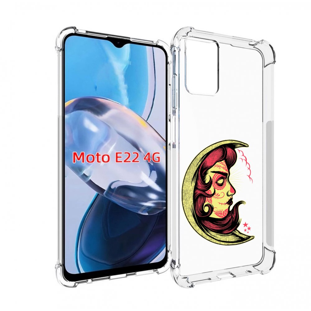 

Чехол MyPads желтый полумесяц с лицом девушки для Motorola Moto E22 4G / E22i 4G, Прозрачный, Tocco